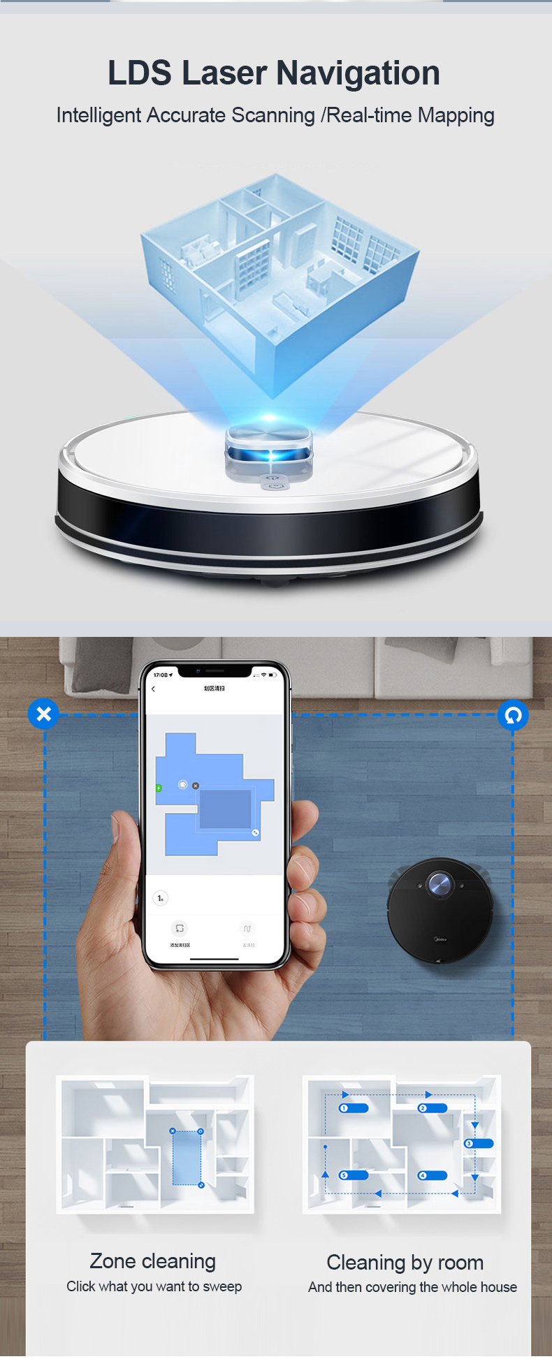 GEERLEPOL Home Appliances Electric Robotic Vacuum Cleaner Mop 2700pa Suction Hard Floor Sweeping Self Cleaning Robot Vacuum