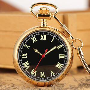 ساعات جيب عتيقة للرجال ساعات متدلية ساعة ذهبية شاشة بأرقام عربية مضيئة ساعة جيب ميكانيكية هدية للكريسماس - Product Image 1