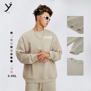 Ropa de calle Unisex de gran tamaño Lisa personalizada en blanco 440G Color sólido peso pesado Terry sudadera suelta con cuello redondo - Product Image 2