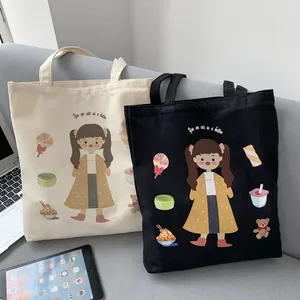 Little Girl Canvas Bag All-match Daily Art Tote Bag High Quality