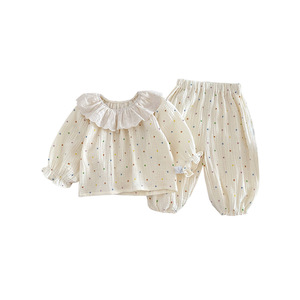 Nuovo Set <span class=keywords><strong>Pigiama</strong></span> Primaverile e Autunnale 2026 per Bambina, Stile Occidentale, Top e Pantaloni, Due Pezzi - Product Image 5