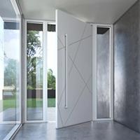 Puerta de Entrada de Lujo de Aleación de Aluminio con Textura de Madera Tallada a Mano, Puerta Principal de Seguridad Exterior para Residencia/Villa