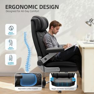 <span class=keywords><strong>Chaise</strong></span> <span class=keywords><strong>de</strong></span> <span class=keywords><strong>bureau</strong></span> moderne haut <span class=keywords><strong>de</strong></span> gamme, grande et haute, inclinable, avec accoudoirs 5D réglables, capacité 500 lbs, fini les maux <span class=keywords><strong>de</strong></span> <span class=keywords><strong>dos</strong></span> après <span class=keywords><strong>de</strong></span> longues heures au <span class=keywords><strong>bureau</strong></span> - Product Image 4