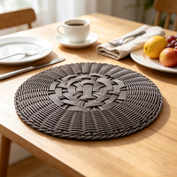 Set de table en rotin synthétique tressé gris, écologique, imperméable, facile à nettoyer, pour la décoration de la table de salle à manger et de la cuisine