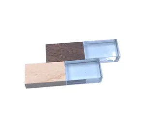 Romantic Gifts for Wedding White Gift Boxes Wooden Glass USB 2.0 Memory Flash Sticks Thumb Drive 2 GB Flash Sticks