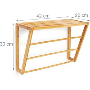 <b>Bathroom</b> 4-tier wall-mounted bamboo towel rack and <b>shelf</b>, with 3 towel racks - Product Image 3
