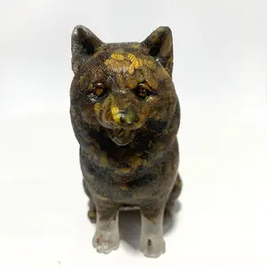 Großhandel Heil kristalle Chip Tumbled Stones Harz Hund gemischt und Stein Chips Schöne Tiers chnitzerei für Crystal Crafts Dekor