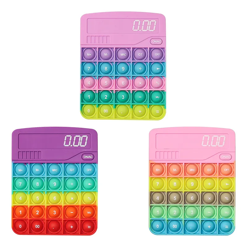 2021 Creative Rainbow Keyboard And Calculator Children's Desktop Decompression Pops Fidget Popper For Bubble Keyboard Fidget Toy