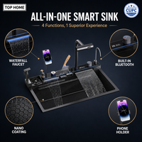 Ensemble d'évier de cuisine multifonctionnel en acier inoxydable 304 Smart Waterfall, évier de cuisine moderne en acier inoxydable