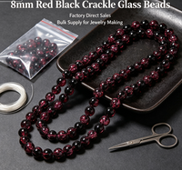 Perles en verre facettées multicolores irisées effet craquelé de haute qualité 8 mm pour la fabrication de bijoux, bracelets, colliers, DIY
