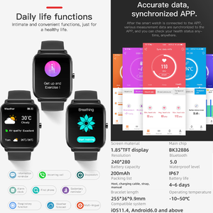 CJ <span class=keywords><strong>T58</strong></span> 스포츠 피트니스 트래커 Smartwatch BT 통화 1.85 ''스마트 시계 IP67 방수 터치 스마트 시계 안드로이드 및 아이폰 용 시계 - Product Image 2