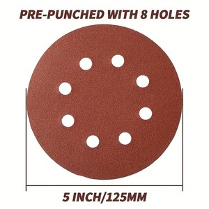 Disques de ponçage 5 pouces 8 trous auto-agrippants grain 60-600 pour ponceuse excentrique - Product Image 2