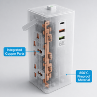 Multiprise verticale Schuko UE personnalisée avec logo, charge rapide USB-C PD, affichage numérique du compteur de puissance, 2m