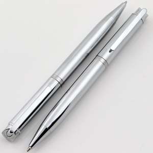 Stylo à bille en métal argenté à mécanisme rotatif - Product Image 1