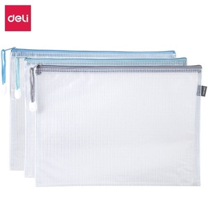 Deli 63450 A4 Bolsa transparente con cremallera de malla, organizador de oficina para almacenamiento de documentos de PVC, 330x235mm - Product Image 5
