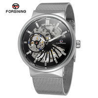 Relojes Mecánicos Automáticos Forsining para Hombre, Reloj Masculino de Moda, Azul, Acero Inoxidable, Impermeable, Estilo Esqueleto, para Negocios