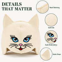Gorro de Sauna de Fieltro de Lana con Diseño de Gato Adorable, Protección Contra el Calor, Transpirable, para Baño de Vapor y Spa