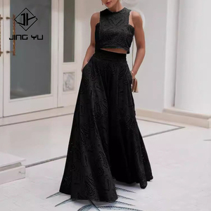 Conjunto de Vestido Corto sin Mangas con Cuello Redondo y Encaje Bordado de Moda OEM, Vestido Maxi de Algodón de Alta Calidad para Fiesta - Product Image 2