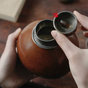Caja de té de calabaza de estilo antiguo, soporte portátil para té, utensilios para la ceremonia del té chino, accesorios para la ceremonia del té. - Product Image 4