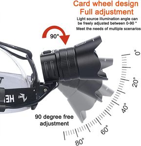 Lumens USB Rechargeable Headlamp Ultra Bright High Power 3 Modes Waterproof LED Headlight for Camping WADE-JS059 Back Red <b>Light</b> - Product Image 5