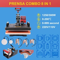 Nouvelle presse à chaud combinée 8-en-1 rouge pour sublimation de tasses magiques et impression de t-shirts - Prix