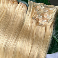 613 Blonde Remy Extensions de Cheveux Humains Clip Ins 7pcs Sans Soudure Invisible Peau Droite Trame Clip dans l'Extension de Cheveux
