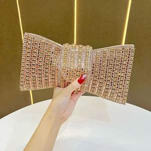 Tas Clutch Berhias Kristal 2026 untuk Wanita, Tas Malam Berkilau untuk Pesta Koktail, Tas Tangan Kristal Berkilau dengan Rantai Selempang dan Hiasan Pita - Product Image 6