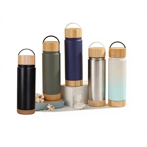 Nouvelle Tasse Isotherme Créative en Acier Inoxydable 304 avec Couvercle en <span class=keywords><strong>Bambou</strong></span> Effet Bois et Base en Bois pour Sports de Plein Air - Product Image 1