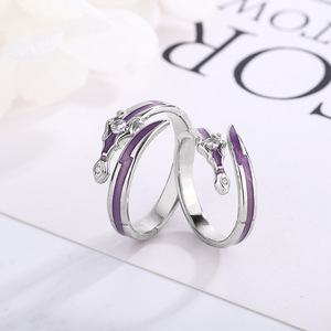 Bagues <span class=keywords><strong>de</strong></span> mariage et <span class=keywords><strong>de</strong></span> fête en argent sterling 925, design rétro simple, sertissage pavé <span class=keywords><strong>de</strong></span> zircon, ajustables et flexibles pour hommes et femmes - Product Image 2