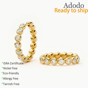 Fashion Diamond Bubble Bezel Set Round Cut Vvs Gra Moissanite Jewelry 14k Gold Filled <b>Huggie</b> Hoop Earrings Party Wear - Product Image 1
