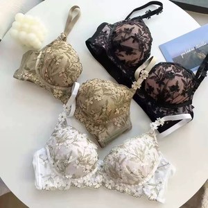 Elegante sujetador con aros y encaje floral, con copa completa push-up y tirantes ajustables para mujer - Product Image 1