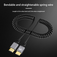 Câble HDMI rétractable plaqué or 2,4 m, 4K 60 Hz, 10,2 Gbit/s, mâle-mâle, en spirale, pour ordinateur portable, téléviseur, projecteur - Vente en gros