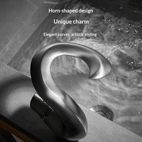 Robinet de lavabo en cuivre massif à poignée unique avec cartouche céramique, bec cascade anti-éclaboussures chaud/froid, gris