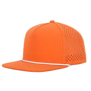 Trucker hat with leather patch blaze orange hat Mens Womens Adjustable Strap Light Weight laser perforated hats