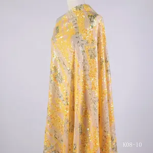 ShaoXing वस्त्र पीला मैक् सेक्विन कशीदाकारी अफ्रीकी बुध फीता महिलाओं के कपड़े के लिए पोशाक बनाने