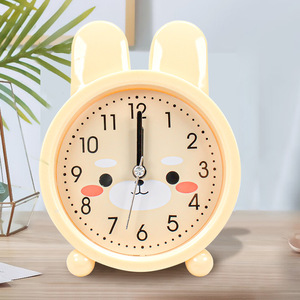 Réveil éducatif pour enfants, design lapin et chat de dessin animé, horloge de bureau silencieuse pour chambre d'enfant, usage scolaire, bleu violet - Product Image 4