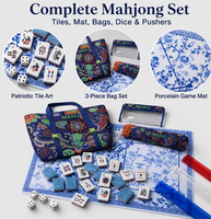 Jeu de Mahjong Américain de Luxe en Acrylique Bleu – Écologique, Résistant à l'Eau, Moderne, Patriotique, Pliable et Portable