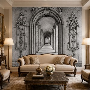 <span class=keywords><strong>Papier</strong></span> <span class=keywords><strong>peint</strong></span> mural personnalisé en toile huilée, motif arche <span class=keywords><strong>baroque</strong></span> en pierre, architecture européenne classique, pour salon et hôtel - Product Image 1