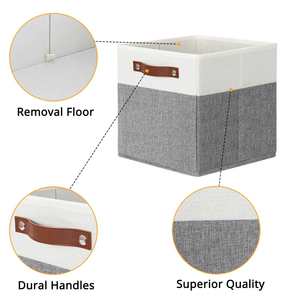 Cubes de rangement avec poignées et porte-étiquettes, paniers en tissu, cubes de rangement pour placard, bacs organisateurs pour la maison, pour le rangement des articles divers - Product Image 4