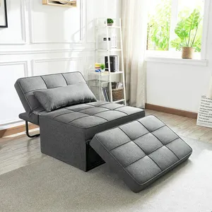 Tek çok fonksiyonlu mobilya sandalye çekyat cabrio osmanlı sandalye 4 in 1 kumaş yatak odası mobilyası keten katlanabilir yatak tahtası