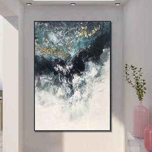 NGHỆ THUẬT ban đầu 100% vẽ tay hiện đại trừu tượng vải tường nghệ thuật màu xám đen sơn dầu cho nhà trọ khách sạn tác phẩm nghệ thuật trang trí - Product Image 6