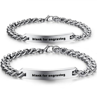 Bracelet de couple gravable, bijoux tendance, bracelets d'amitié faits à la main en acier inoxydable, bracelet de couple personnalisé