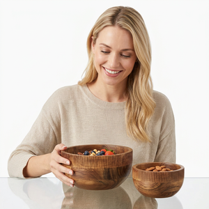 Reality Handmade Enterprises WOODEN Bowls HANDMADE LUXURY POLISHED DISHWASHER SAFE ECO-FRIENDLY COOKING KITCHENWARE HOME - Product Image 1