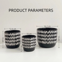 Pot Bunga Keramik Berlapis Glaze Motif Zigzag Hitam Putih Merek YIDA Modern, Tahan Lama, untuk Penggunaan di Dalam/Luar Ruangan Rumah & Taman
