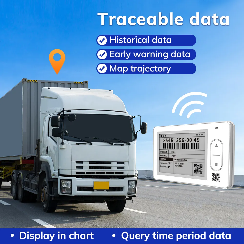 MinewTag 맞춤형 스마트 Ble E-ink 디스플레이 운송장 GPS 데이터 로거 추적기 2 개의 프로브가 있는 온도 및 습도 센서