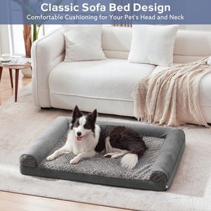 Custom Square Waterproof Orthopedic Foam Dog Beds Extra Large Bolster Washable Sofa Removable Cover Non-Slip Bottom Carton - Product Image 2