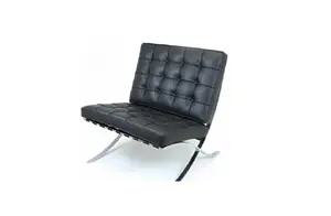 Kursi Silla Barcelona kelas atas Modern hitam tunggal, aksesori kulit kursi santai santai malas bantal kursi Sofa kaki logam