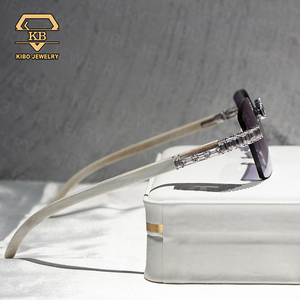 Trắng sừng trâu không có vành 23ctw màu Baguette moissanite Shades Mens vvs moissanite Kính mát kính - Product Image 5