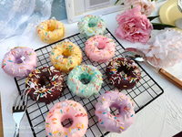 Bougies parfumées en cire de soja faites à la main en forme de donut, 95g, bougies dessert mignonnes pour cadeaux de mariage, cadeaux d'anniversaire, décoration intérieure