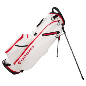 ChengSheng Available Wholesale Cheap Polyester Nylon Red Lightweight Print Logo Golf Stand Bag With Inventory